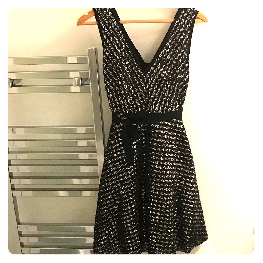 Sandro Sequin black dress